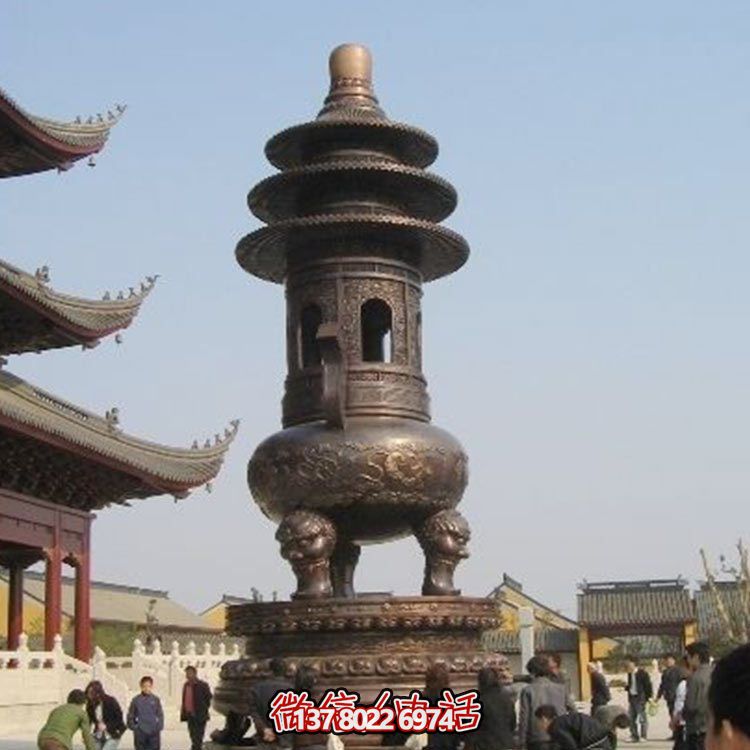 精美鑄銅大型寶蓋香爐，祈福燒香進寶
