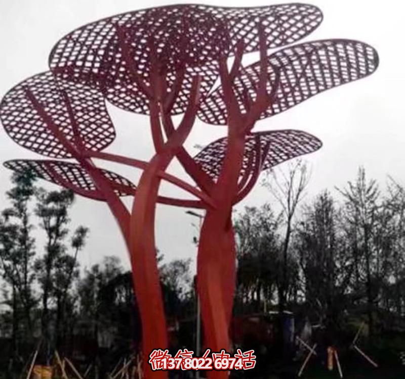 兒童安全游樂園，不銹鋼網(wǎng)格樹雕塑裝置