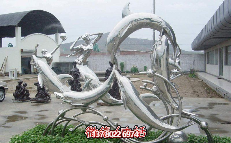 一群活躍海豚，為游樂園帶來更多樂趣——不銹鋼海豚雕塑