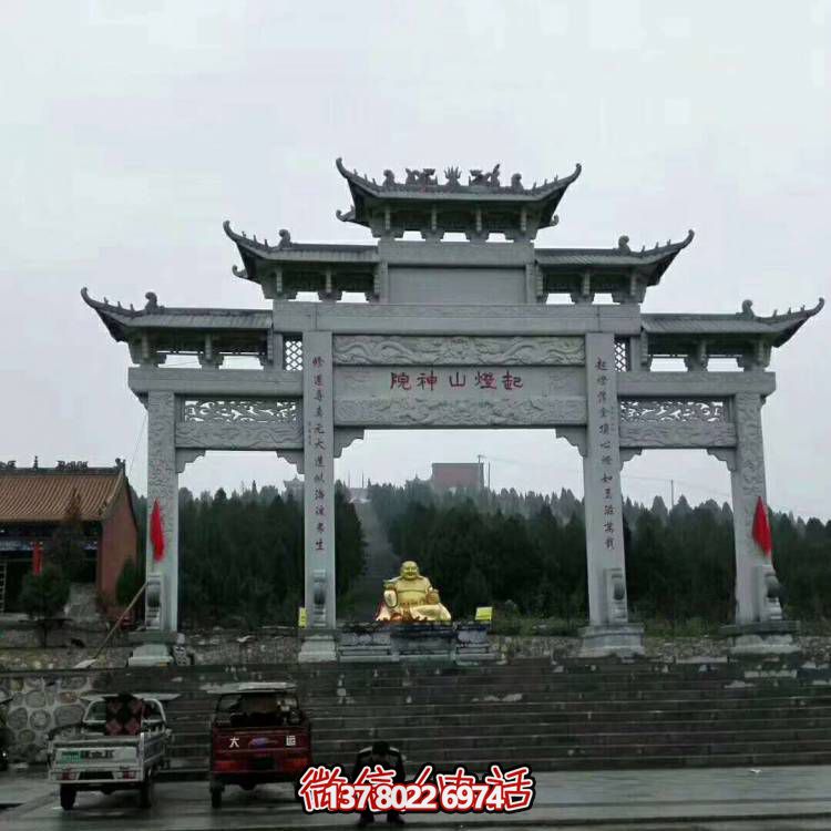 大理石石雕牌坊，增添宗教寺廟景觀魅力