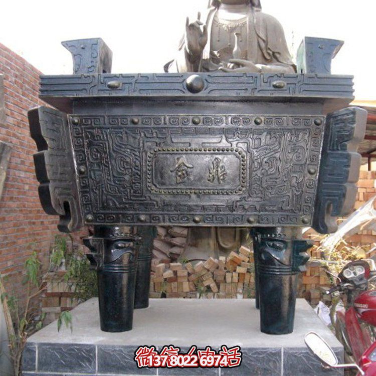 精美佛教用品銅香爐擺件，長方形裝飾家居