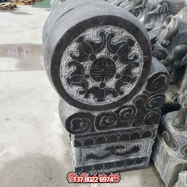精美青石浮雕抱鼓石雕塑，點(diǎn)綴門口庭院